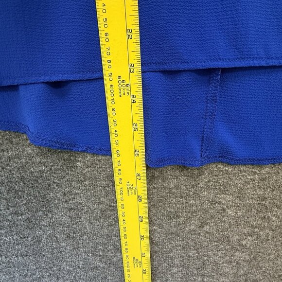 Navy Blue Blouse Womens Large Flowy Pullover Career Polyester Top Lightweight - Picture 14 of 14